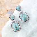 Detailed Blue Turquoise and Sterling Silver Drop Earrings