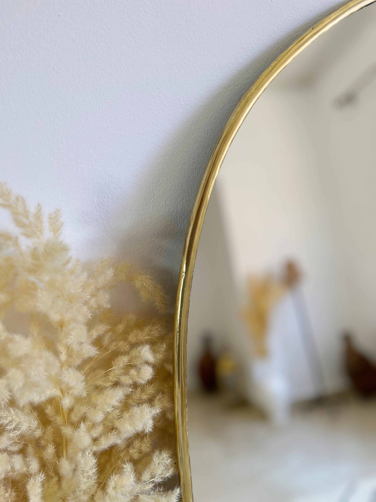 Asymmetrical Mirror - Irregular Brass Wall Mirror, detail