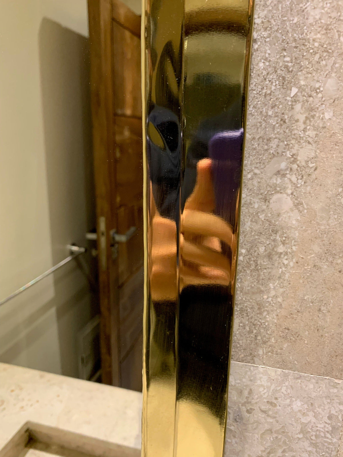 Gold Rectangle Mirror - Handmade Bathroom Mirror, detail