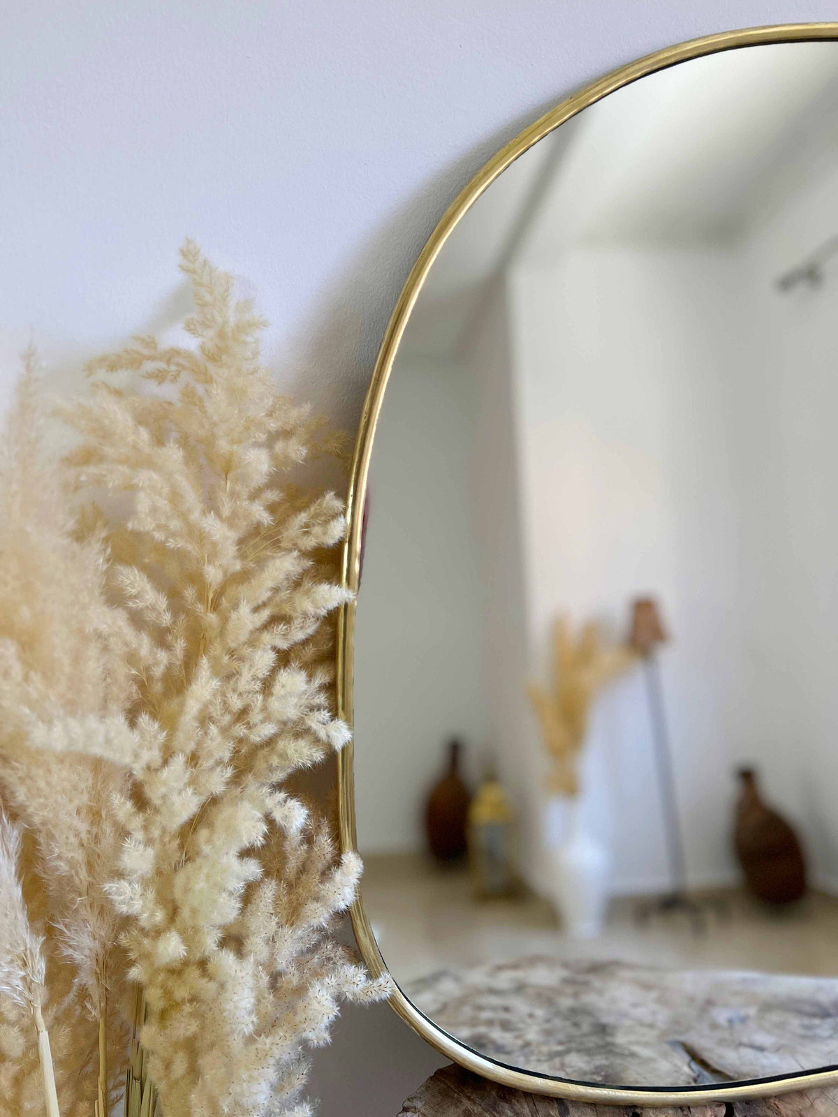 Asymmetrical Mirror - Irregular Brass Wall Mirror, detail