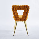 Modern Chair With Iron Tube Legs, Soft Cushions And Comfortable Backrest, Suitable For Dining Room, Living Room, Cafe, Hairball Back by Unique Piece Furniture