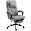 Vinsetto - Executive Linen-Feel Fabric Office Chair High Back Swivel Task Chair With Adjustable Height Upholstered Retractable Footrest, Headrest And Padded Armrest - Light Gray by HouseOfZazla