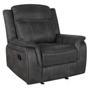 Franklin - Upholstered Padded Arm Glider Recliner - Charcoal by HouseOfZazla