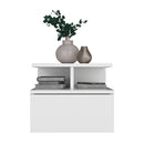 Floating Nightstand Wall Mounted With Single Drawer And 2 Tier Shelf - White by HouseOfZazla