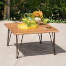 Outdoor Coffee Table With Slat Top And Metal Legs - Teak by HouseOfZazla