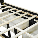 Queen Size Upholstered Platform Bed with 2 Drawers and 1 Trundle, Classic Metal Strip Headboard Design, Beige