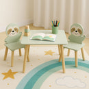 Sloth Themed Table And Chair Set With 2 Cute Animal Chairs - Natural Wood / Sage Green by HouseOfZazla