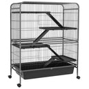53.5" Small Animal Cage, 5-Level Metal Ferret or Bunny Cage with Wheels, Chinchilla Cage with Removable Tray, 2 Front Doors, Ramps, Gray