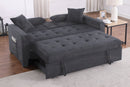 Cody II - Convertible Sleeper Loveseat With Cup Holder, Charging Ports and Pocket - Dark Gray by HouseOfZazla
