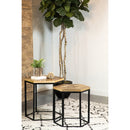 2 Piece Nesting Table With Hexagon Base - Brown