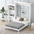 Queen Size Murphy Bed With Louvered Design And Multiple Storage Shelves - White by Unique Piece Furniture