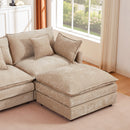 Modular L-Shaped Sectional Sofa Set with Movable Ottoman, Chenille, Coffee, 105 Inches