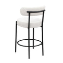 Modern Sherpa Counter Height Stools, Uphsoltered Seat Height Barstools With Brushed Brass Metal Legs Round Low Back Kitchen Stools With Footrest For Dining Room (Set of 2) by HouseOfZazla