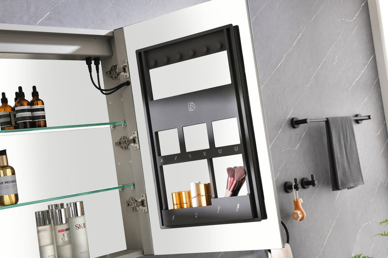 60in. W x 36 in. H LED Large Rectangular Aluminum Alloy Surface Mount Medicine Cabinet with Mirror