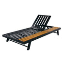 Black Iron + Teak Finish Wood Chaise Lounge Frame by HouseOfZazla