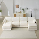 136" Plush Cloud 3-seater Sofa: Modular Design with Footstools