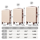 3-Piece ABS Spinner Wheel Luggage Set 20"/24"/28" Beige