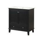 30" Bathroom Vanity With Sink Combo, Multi Functional Bathroom Cabinet With Doors And Drawer - Black