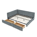 Mid-Century Storage Upholstered Tufted Bed Frame With Backrest And Armrests by HouseOfZazla