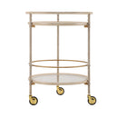 Round Bar Cart with Tempered Glass Shelves and Gold Accents by HouseOfZazla