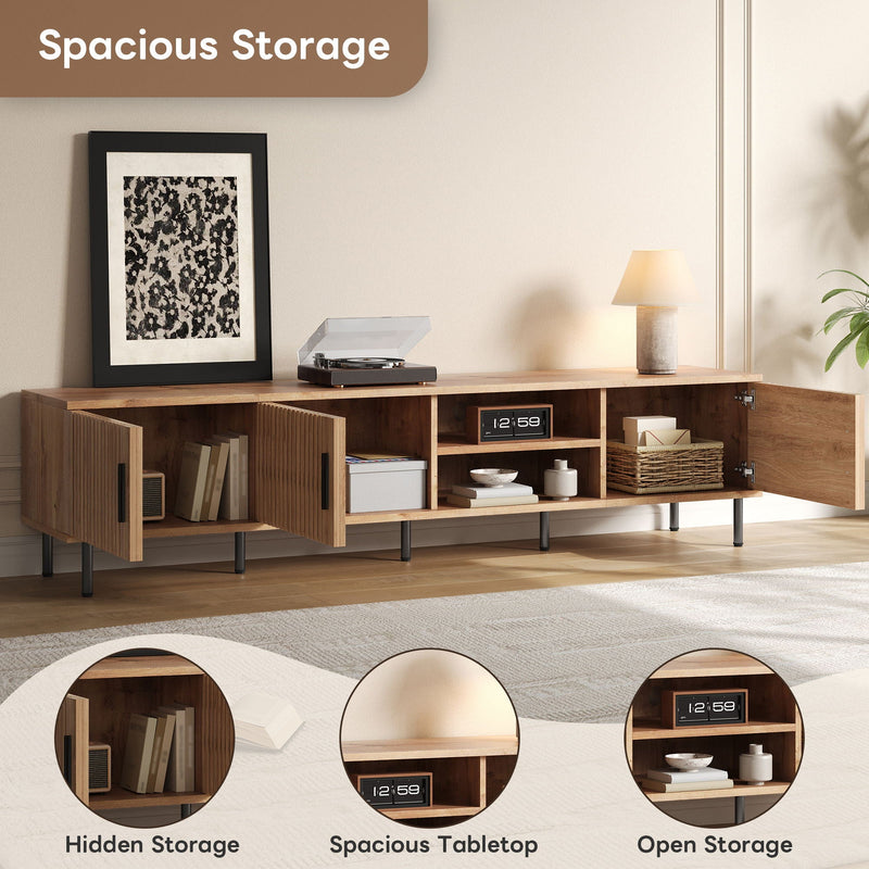78" TV Stand For TVs Up To 85" With Closed Storage, Living Room Entertainment Center - Natural Wood, photo 15 of 16