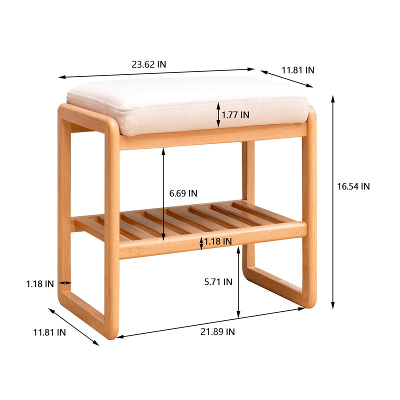 Walker Edison | Natural Solid Wood Entryway Shoe Bench