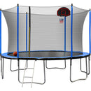15FT Trampoline with Basketball Hoop Inflator and Ladder (Inner Safety Enclosure) Blue