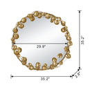 Round Metal Wall Mirror With en Leaf Accents, Modern Decor Mirror For Living Room Entryway Hallway - Gold by HouseOfZazla