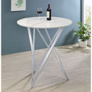 Halverson - Round Top Bar Table - White / Silver by HouseOfZazla