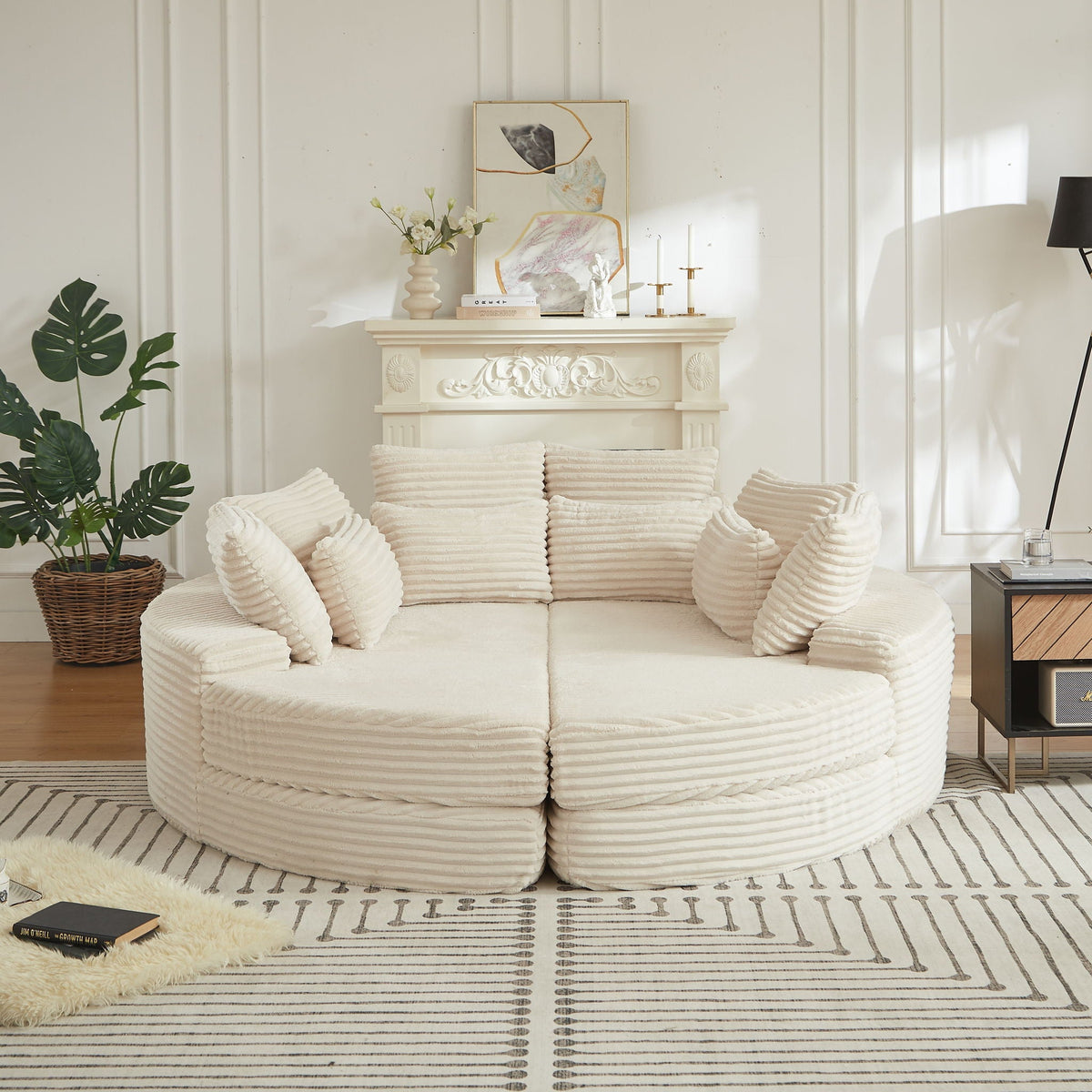 Round Oversized Sofa Bed With 5 Throw Pillows, photo 25 of 31