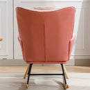 35.5 inch Rocking Chair, Soft Houndstooth Fabric Leather Fabric Rocking Chair for Nursery, Comfy Wingback Glider Rocker with Safe Solid Wood Base for Living Room Bedroom Balcony (pink)