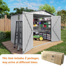 Outdoor Garden Storage Shed, Tool Shed With Pitched Roof Waterproof With 1 Window And 2 Lockable Door - White / Gray by HouseOfZazla