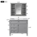 Bathroom Vanity With Mirror Cabinet, Single Sink With 2 Soft Closing Doors And 4 Drawers by HouseOfZazla
