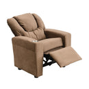 Kids Recliner Chair, Kids Upholstered Couch With Two Cup Holder, Footrest, Backrest, Toddlers Recliner With Headrest And Footrest - Black by Unique Piece Furniture