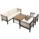4 Pieces Outdoor Sectional Sofa Set 5 Person Patio Seating Group Outdoor Conversation Set With Cushions And A Coffee Table For Patios by HouseOfZazla