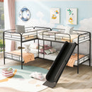 Mission Style Twin Size L-Shaped Bunk Bed With Slide And Ladder - Black by HouseOfZazla