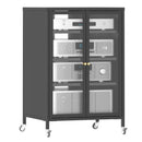 Media Storage Cabinet With Wheels, 4 Adjustable Glass Shelves & Door, Heavy-Duty - Black by HouseOfZazla