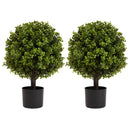 22in Boxwood Ball Shaped Artificial Topiary Shrubs Tree in Pot - Set of 2