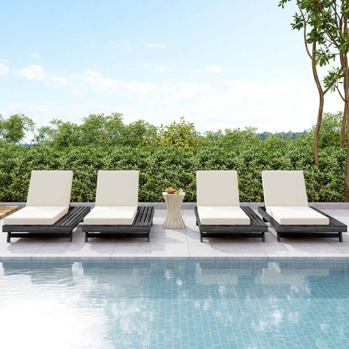 Lounge Chaise Set, Space Available On One Side, Acacia Solid Wood, photo 10 of 10