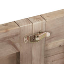 Rustic Dining Table with Metal Support in Natural Pine Wood Finish