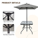 Outdoor Patio Dining Set For 4 People, Metal Patio Furniture Table And Chair Set With Umbrella - Black by HouseOfZazla