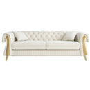 89''W Chesterfield Modern Tufted Velvet Living Room Sofa with Two Seat Cushions and Two Toss Pillows,Beige