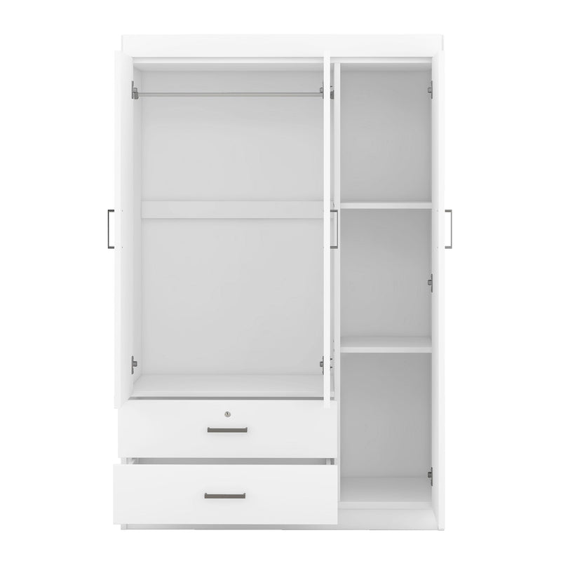 3-Door Mirror Wardrobe with Shelves, White, photo 8 of 10