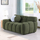 64.96 length, 35.83" deepth, human body structure for USA people, marshmallow sofa,boucle sofa, 2 seater, olive green BOUCLE