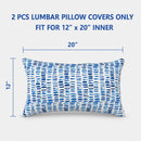 2 Pack Outdoor Lumbar Pillow Covers - Blue Dash