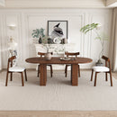 Oval Dining Table Set For 6 With 4 Chairs - Walnut by HouseOfZazla
