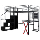 Loft Bed With Built In Work Station, Wardrobe, Storage Staircase And LED by HouseOfZazla