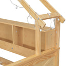 House Style Platform Bed With LED Lights, Storage Shelves, Drawers, And Guardrail by Unique Piece Furniture