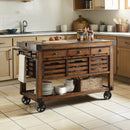 Kaif - Distressed Chestnut Kitchen Cart - Chestnut by Unique Piece Furniture