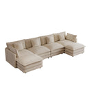 Oversized U Shape Sofa with 2 Ottomans in Light Coffee